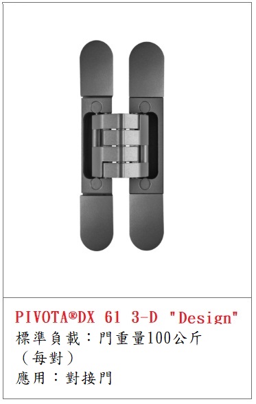 PIVOTA ® DX 61 3D "Design" 100kg暗鉸鏈