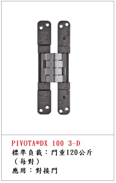 PIVOTA ® DX 100 3D 120kg 暗鉸鍊