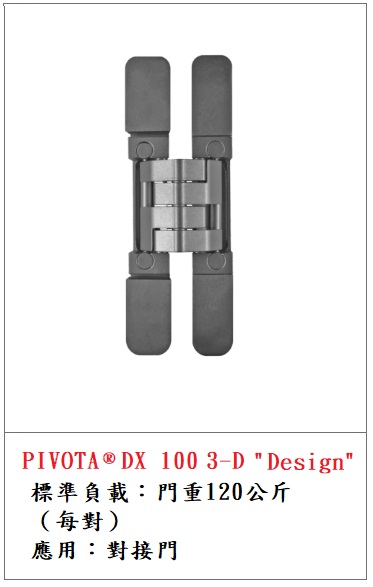 PIVOTA ® DX 100 3D "Design" 120kg暗鉸鏈
