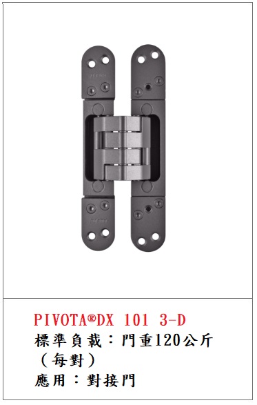 PIVOTA ® DX 101 3D 120kg 暗鉸鍊