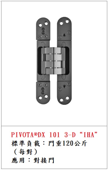 PIVOTA ® DX 101 3D "IHA" 120kg暗鉸鏈