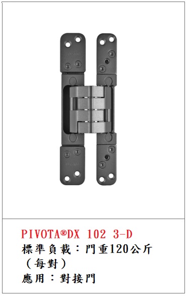 PIVOTA ® DX 102 3D 120kg 暗鉸鍊