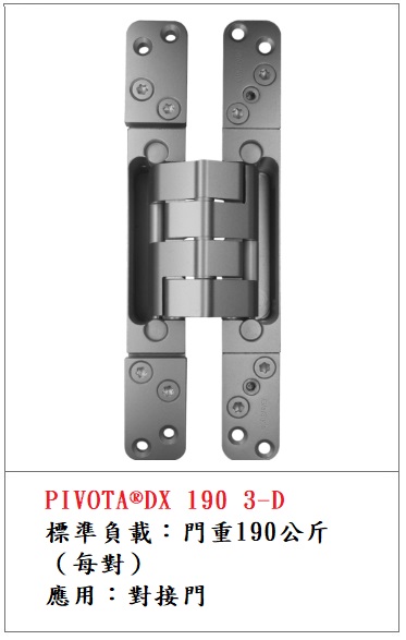 PIVOTA ® DX 190 3D 190kg 暗鉸鍊