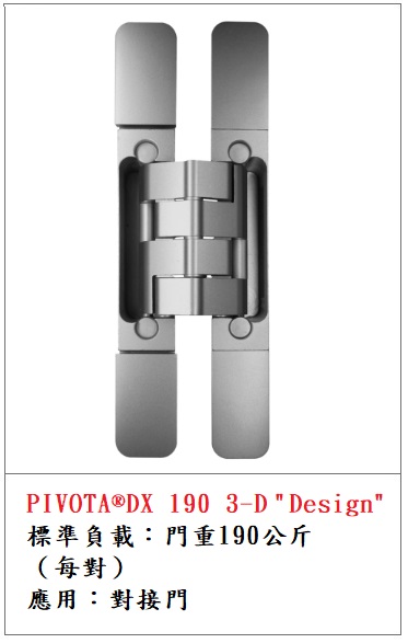 PIVOTA ® DX 190 3D "Design" 190kg 暗鉸鍊