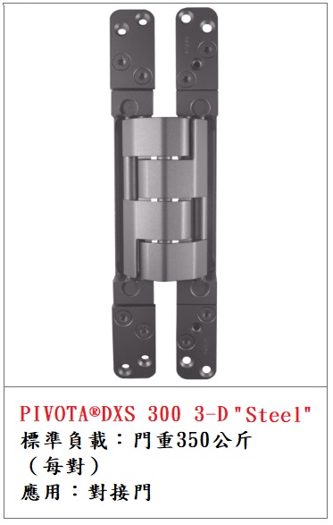 PIVOTA ® DXS 300 3D "Steel" 350kg暗鉸鏈